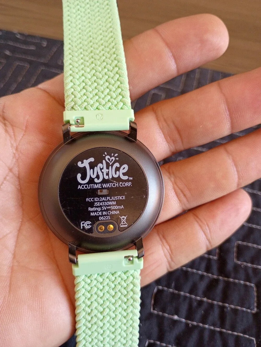 Justice Mint Green Braided and Light Pink Silicone Smartwatch Straps